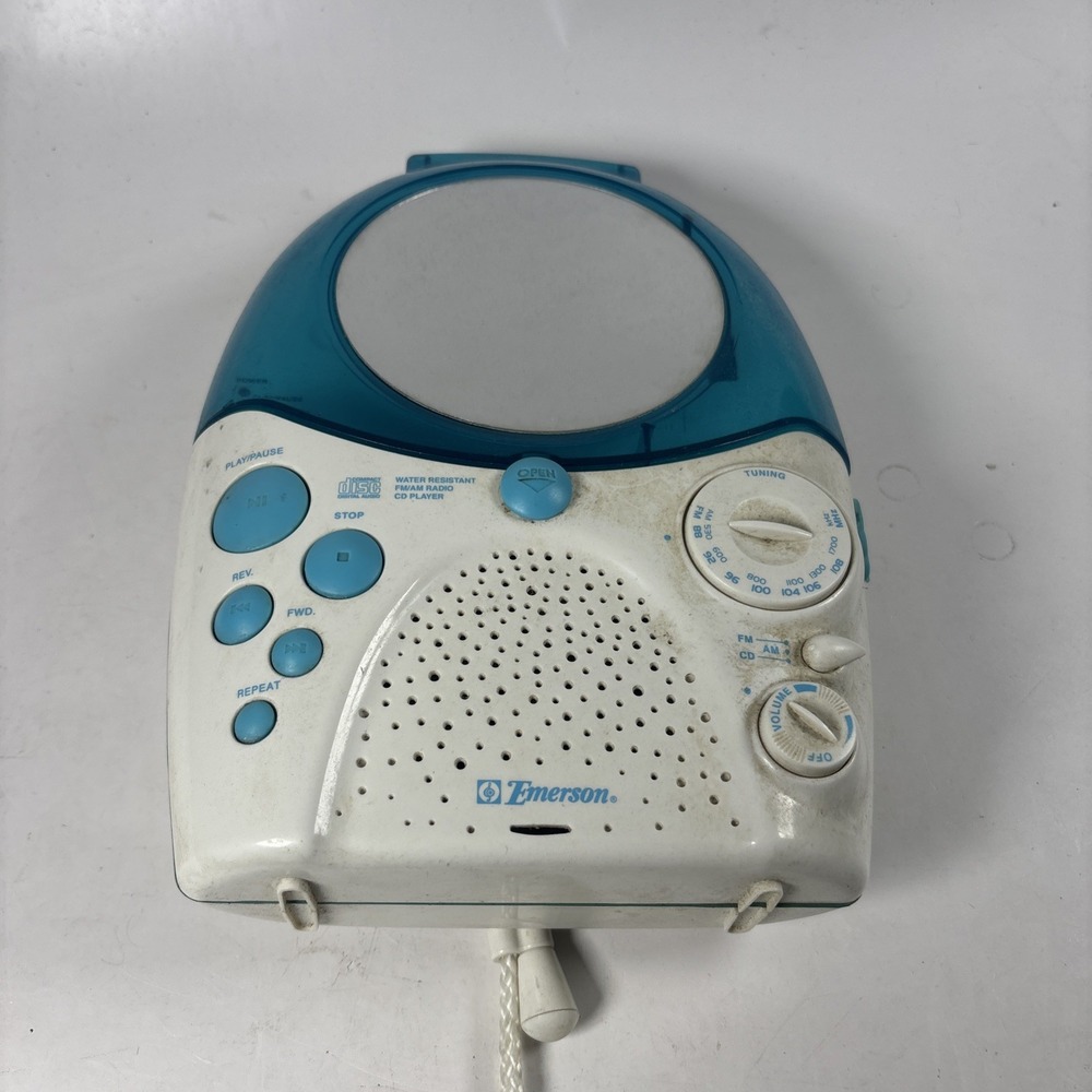 Emerson Shower CD player/Radio fog free mirror table stand water resistant